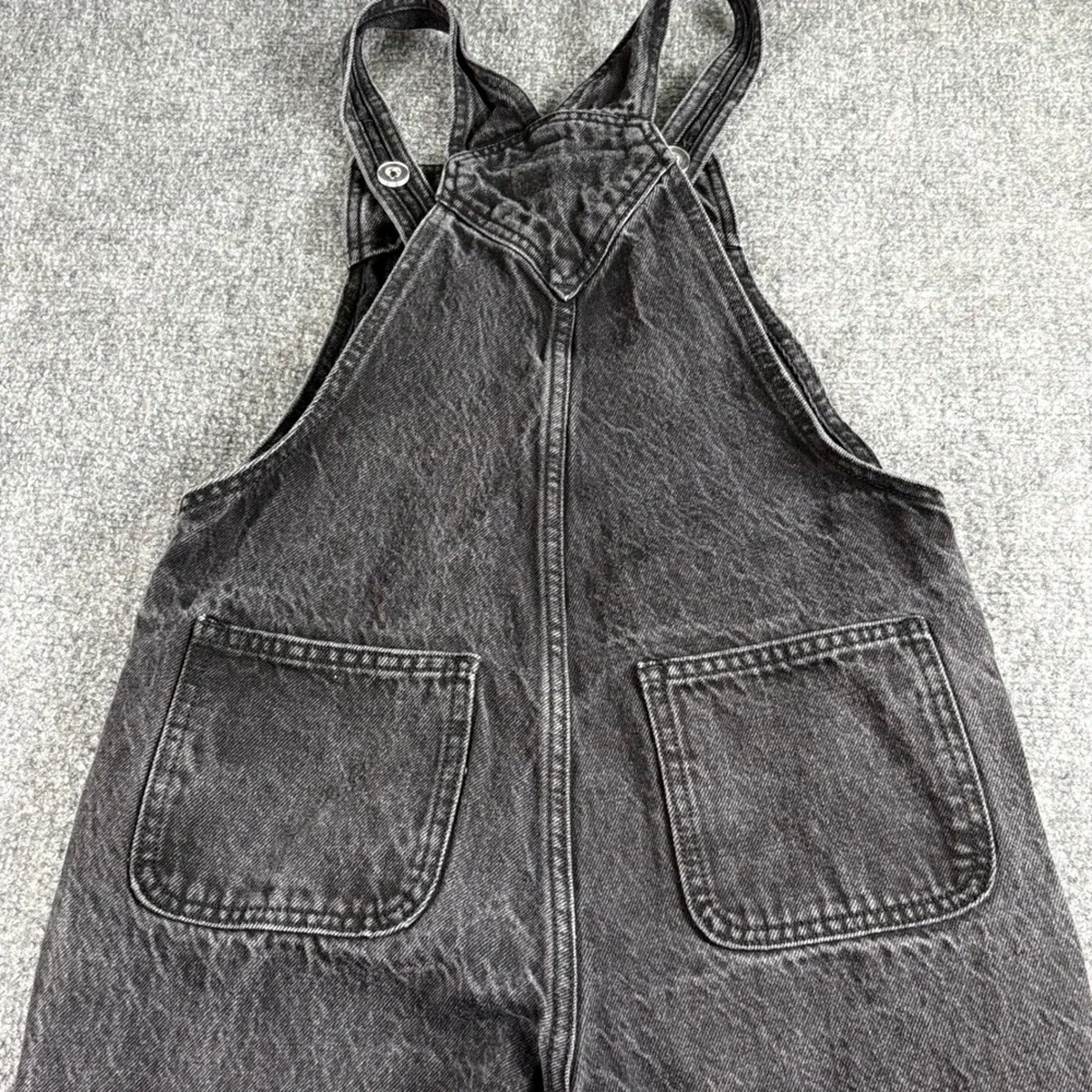 Old Navy Denim Overalls Girls L 10-12 Black Acid Wash Adjustable Grunge Y2K Gorp